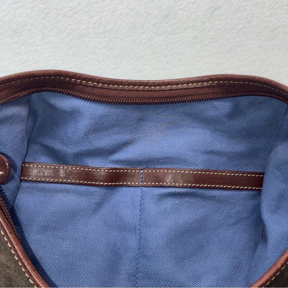 Lands’ End Suede Leather Hobo Shoulder Bag Purse Olive Green Key Clip - Picture 8 of 16